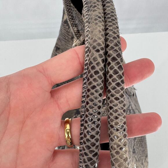 Michael Kors Gray Snake Print Embossed Leather Hobo Bag Modern Contemporary - Picture 5 of 12